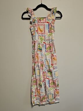 Tahari Kids Multi-Color Fruit Printed Ruffle Strap Jumpsuit